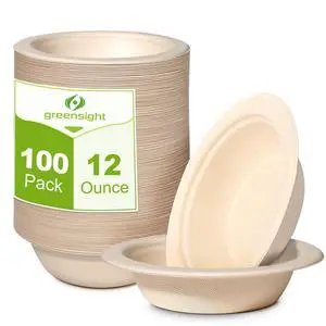 12oz Paper Bowls Disposable, 100 Pack Eco-friendly Compostable Bowls, Party Serving Bowls For Salad, Ice Cream, Dessert And Hot Soup, Heavy Duty Biodegradable Bowls Made Of Sugarcane 12oz Paper Bowls Disposable, 100 Pack Eco-friendly Compostable Bowls, Party Serving Bowls For Salad, Ice Cream, Dessert And Hot Soup, Heavy Duty Biodegradable Bowls Made Of Sugarcane