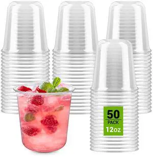 12 oz Disposable Stemless Wine Glasses, 50 Pcs Crystal Plastic Cocktail Cups Clear Round Bottom Cold Drinking Party Glasses for Wedding Gathering Birthday Meeting (Clear) 12 oz Disposable Stemless Wine Glasses, 50 Pcs Crystal Plastic Cocktail Cups Clear Round Bottom Cold Drinking Party Glasses for Wedding Gathering Birthday Meeting (Clear)