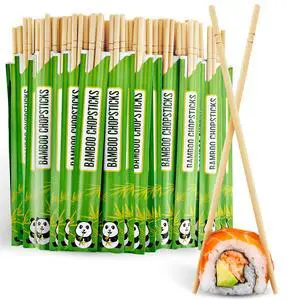 Disposable Bamboo Chopsticks (100 Pack), Wooden Separated and Wrapped Chopsticks for Chinese Food, Sushi, Takeout and Delivery Disposable Bamboo Chopsticks (100 Pack), Wooden Separated and Wrapped Chopsticks for Chinese Food, Sushi, Takeout and Delivery