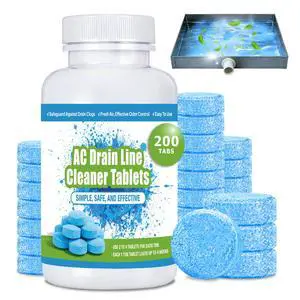 AC Drain Line Cleaner (200 Count)- Prevents Odors, Keeps HVAC Drain Pan Clean,No-Residue, Water-Soluble, Fast-AC Line Cleaner For HVAC Window Units, Mini-Splits System Maintenance AC Drain Line Cleaner (200 Count)- Prevents Odors, Keeps HVAC Drain Pan Clean,No-Residue, Water-Soluble, Fast-AC Line Cleaner For HVAC Window Units, Mini-Splits System Maintenance