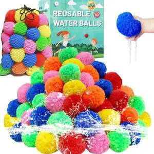 60 Pcs Reusable Water Balls, Reusable Water Balloons for Outdoor Toys and Games, Water Toys for Kids and Adults Boys and Girls - Summer Balls for Pool and Backyard Fun 60 Pcs Reusable Water Balls, Reusable Water Balloons for Outdoor Toys and Games, Water Toys for Kids and Adults Boys and Girls - Summer Balls for Pool and Backyard Fun