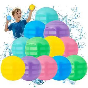 12 Pack Reusable Water Balloons, Squeeze Self-Sealing Quick Fill Silicone Water Bombs, Water Fight Toys for Summer Outdoor Pool Beach Backyard Games for Kids & Adults 12 Pack Reusable Water Balloons, Squeeze Self-Sealing Quick Fill Silicone Water Bombs, Water Fight Toys for Summer Outdoor Pool Beach Backyard Games for Kids & Adults