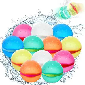 12 Pcs Reusable Water Balloons, Self-Sealing Refillable Water Balls, Pool Toys for Kids Ages 4-14, Pool Beach & Outdoor Water Ballons 12 Pcs Reusable Water Balloons, Self-Sealing Refillable Water Balls, Pool Toys for Kids Ages 4-14, Pool Beach & Outdoor Water Ballons