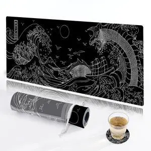 Kanagawa Wave Mouse Pad (Bonus: Coaster + Bag) 31.5x11.8 Inch, 0.12-Inch Thick Extended Gaming Mouse Pad & Desk Mat, Non-Slip, Waterproof for Gaming, Office & Home Use Kanagawa Wave Mouse Pad (Bonus: Coaster + Bag) 31.5x11.8 Inch, 0.12-Inch Thick Extended Gaming Mouse Pad & Desk Mat, Non-Slip, Waterproof for Gaming, Office & Home Use