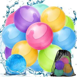 12PCS Reusable Water Balloons No Magnets, 100% Silicone Quick Fill Water Balls for Kids, Self-Closing Water Balloons with Mesh Bag, Eco-Friendly Water Bombs, Summer Outdoor Toys & Pool Toys 12PCS Reusable Water Balloons No Magnets, 100% Silicone Quick Fill Water Balls for Kids, Self-Closing Water Balloons with Mesh Bag, Eco-Friendly Water Bombs, Summer Outdoor Toys & Pool Toys