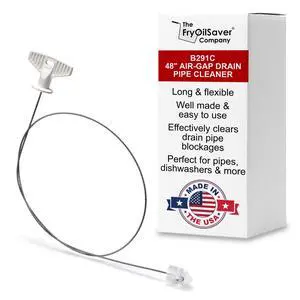 48" Air-Gap Drain Brush - Flexible Dishwasher and Sink Cleaner Tool for Home and Commercial Kitchen - Long Pipe Snake for Garbage Disposal, Shower, Hair Clog Remover - B291C by FryOilSaver Co. 48" Air-Gap Drain Brush - Flexible Dishwasher and Sink Cleaner Tool for Home and Commercial Kitchen - Long Pipe Snake for Garbage Disposal, Shower, Hair Clog Remover - B291C by FryOilSaver Co.