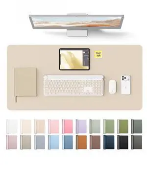 Leather Desk Pad Protector, Large Mouse Pad, Non-Slip PU Leather Desk Blotter, Waterproof Writing Pad for Office and Home (31.5" x 15.8", Eggshell) Leather Desk Pad Protector, Large Mouse Pad, Non-Slip PU Leather Desk Blotter, Waterproof Writing Pad for Office and Home (31.5" x 15.8", Eggshell)