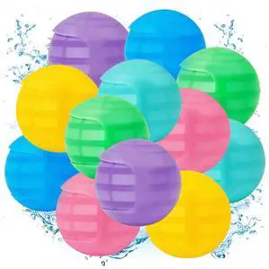 12-Pack Reusable Self-Sealing Quick-Fill Silicone Water Balloons for Kids Teens & Adults, Refillable Splash Balls for Outdoor Summer Fun, Pool Beach Games & Water Toys 12-Pack Reusable Self-Sealing Quick-Fill Silicone Water Balloons for Kids Teens & Adults, Refillable Splash Balls for Outdoor Summer Fun, Pool Beach Games & Water Toys