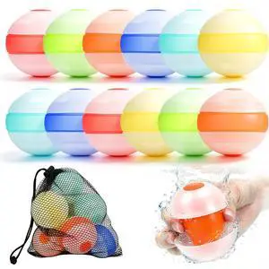 12Pcs reusable water balloons - Quick Fill Refillable Silicone Water Balloons, Outdoor Games for Pool, Beach, Backyard and Summer Party, A great gift for children ages 314 12Pcs reusable water balloons - Quick Fill Refillable Silicone Water Balloons, Outdoor Games for Pool, Beach, Backyard and Summer Party, A great gift for children ages 314