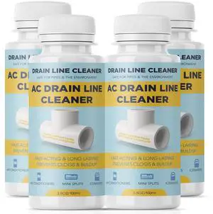 4 Pack A/C Condensate Drain Line Cleaner - Prevents Odors & Water Damage - Air Conditioner Drain Lines Solution for Pipes Systems - Fast Acting & Long Lasting - 16 oz 4 Pack A/C Condensate Drain Line Cleaner - Prevents Odors & Water Damage - Air Conditioner Drain Lines Solution for Pipes Systems - Fast Acting & Long Lasting - 16 oz