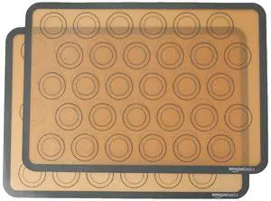 Silicone Baking Mat for Macarons, Non-Stick, Food Safe, Reusable, Oven-Safe, 16.5" x 11.6", Beige/Gray, 2-Pack Silicone Baking Mat for Macarons, Non-Stick, Food Safe, Reusable, Oven-Safe, 16.5" x 11.6", Beige/Gray, 2-Pack
