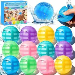 12Pcs Reusable Water Balloons, Pool Beach Water Toys for Kids, Summer Toy Water Bomb Balloons Toy for Boys & Girls, Outdoor Activities Water Games Toys Self Sealing Water Splash Ball for Fun 12Pcs Reusable Water Balloons, Pool Beach Water Toys for Kids, Summer Toy Water Bomb Balloons Toy for Boys & Girls, Outdoor Activities Water Games Toys Self Sealing Water Splash Ball for Fun