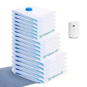 16 Pack Travel Vacuum Bags With Wireless Pump, Portable Compression Bags for Travel, Space Saver Vacuum Seal Bags for Clothing, Luggage, Pillows, Comforters, Reusable & Durable (16 PCS) 16 Pack Travel Vacuum Bags With Wireless Pump, Portable Compression Bags for Travel, Space Saver Vacuum Seal Bags for Clothing, Luggage, Pillows, Comforters, Reusable & Durable (16 PCS)