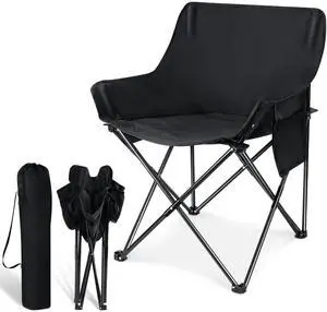 Folding Camping Chairs, Portable Outdoor Lawn Chairs for Adults with Carrying Bag for Outside Fishing, Hiking & Festivals, Black Folding Camping Chairs, Portable Outdoor Lawn Chairs for Adults with Carrying Bag for Outside Fishing, Hiking & Festivals, Black