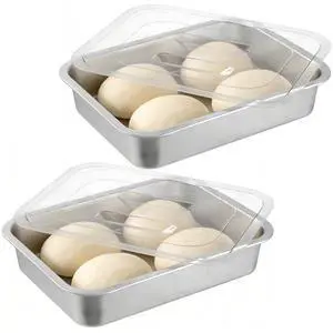 2 Pcs Pizza Dough Proofing Box -14.1x10.6 Inch Stainless Steel Pizza Dough Trays with Clear Lid, Household Pizza Bread Proofing Storage Container, Fits 4-6 Dough Balls 2 Pcs Pizza Dough Proofing Box -14.1x10.6 Inch Stainless Steel Pizza Dough Trays with Clear Lid, Household Pizza Bread Proofing Storage Container, Fits 4-6 Dough Balls