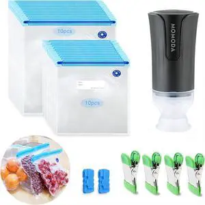 Sous Vide Cooking Bags - Set of 20 | BPA-Free Reusable Vacuum Seal Bags with Air Valve for Joule and Anova Cookers | Freezer Safe Vacuum Food Storage Bags with Upgraded Electric Pump Included Sous Vide Cooking Bags - Set of 20 | BPA-Free Reusable Vacuum Seal Bags with Air Valve for Joule and Anova Cookers | Freezer Safe Vacuum Food Storage Bags with Upgraded Electric Pump Included