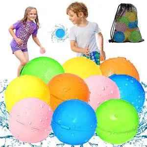 SOPPYCID 10PCS Reusable Water Balloons Quick Fill for Kids, Refillable Magnetic Water Balloons for Pool & Beach, Water Ball Toys for Summer Outdoor Games, Outside Activities SOPPYCID 10PCS Reusable Water Balloons Quick Fill for Kids, Refillable Magnetic Water Balloons for Pool & Beach, Water Ball Toys for Summer Outdoor Games, Outside Activities