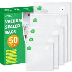 50 Pack Reusable Vacuum Sealer Bags for Food, 5 Assorted Sizes, BPA-Free Food Storage Bag for Sous Vide Cooking or Microwave Heating, Compatible with Handheld Sealer and Vac Sealer Machine 50 Pack Reusable Vacuum Sealer Bags for Food, 5 Assorted Sizes, BPA-Free Food Storage Bag for Sous Vide Cooking or Microwave Heating, Compatible with Handheld Sealer and Vac Sealer Machine