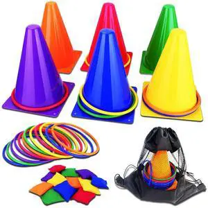 31PCS 3 in 1 Carnival Outdoor Games Combo Set for Kids, Soft Plastic Cones Bean Bags Ring Toss Game, Gift for Birthday Party/Xmas 31PCS 3 in 1 Carnival Outdoor Games Combo Set for Kids, Soft Plastic Cones Bean Bags Ring Toss Game, Gift for Birthday Party/Xmas