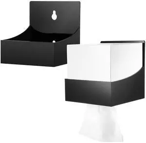 2 Pcs Tissue Box Holder Wall Mount Acrylic Dispenses Tissue Box Shelf Gloves Wipes Paper Napkins Organizer Upward or Downward for Kitchen Bathroom Office Rv (Black) 2 Pcs Tissue Box Holder Wall Mount Acrylic Dispenses Tissue Box Shelf Gloves Wipes Paper Napkins Organizer Upward or Downward for Kitchen Bathroom Office Rv (Black)