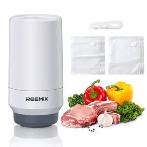 Handheld Vacuum Sealer with 10 Reusable Bags (10"x13.8" & 11.8"x13.5"), Wireless Rechargeable Food Vacuum Sealer for Sous Vide, Meal Prep, BPA-Free, Portable & Space-Saving Handheld Vacuum Sealer with 10 Reusable Bags (10"x13.8" & 11.8"x13.5"), Wireless Rechargeable Food Vacuum Sealer for Sous Vide, Meal Prep, BPA-Free, Portable & Space-Saving
