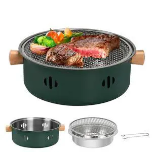 Portable Charcoal Barbecue Grill, 1pc Mini BBQ Grill Multifunctional Charcoal Grill Round Tabletop Charcoal Grill for Outdoor Cooking Home Party Picnic Camping (Green) Portable Charcoal Barbecue Grill, 1pc Mini BBQ Grill Multifunctional Charcoal Grill Round Tabletop Charcoal Grill for Outdoor Cooking Home Party Picnic Camping (Green)