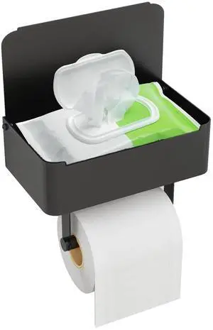 Toilet Paper Holder with Shelf, Flushable Wipes Dispenser Fits for Bathroom Wipe Storage, Keep Your Wipes Hidden Out of Sight - SUS304 Stainless Steel Wall Mount Organizer (Matte Black) Toilet Paper Holder with Shelf, Flushable Wipes Dispenser Fits for Bathroom Wipe Storage, Keep Your Wipes Hidden Out of Sight - SUS304 Stainless Steel Wall Mount Organizer (Matte Black)