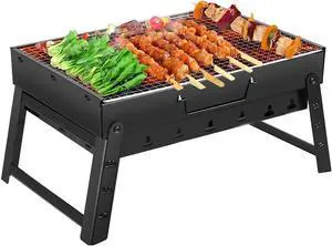 Charcoal Grill, BBQ Grill Folding Portable smoker, Barbecue Mini Barbecue desk Tabletop Outdoor Grill for Camping Picnics Garden Beach Party, black Charcoal Grill, BBQ Grill Folding Portable smoker, Barbecue Mini Barbecue desk Tabletop Outdoor Grill for Camping Picnics Garden Beach Party, black