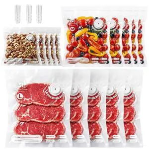 Vacuum Sealer Bags for Food, Reusable Bags with Air Valve, Vacuum Bags for Food Saver, BPA-Free, Great for Storage, Meal Prep and Sous Vide (5L & 5M & 5S) Vacuum Sealer Bags for Food, Reusable Bags with Air Valve, Vacuum Bags for Food Saver, BPA-Free, Great for Storage, Meal Prep and Sous Vide (5L & 5M & 5S)