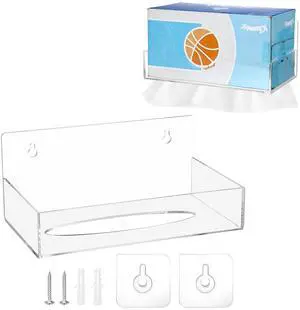 Acrylic Tissue Box Holder Wall Mounted, Clear Rectangular Tissue Cover Organizer with Self Adhesive Hook and Screws, Classic Tissues Dispenser for Bathroom Toilet Kitchen Desk Cabinets RVs Acrylic Tissue Box Holder Wall Mounted, Clear Rectangular Tissue Cover Organizer with Self Adhesive Hook and Screws, Classic Tissues Dispenser for Bathroom Toilet Kitchen Desk Cabinets RVs