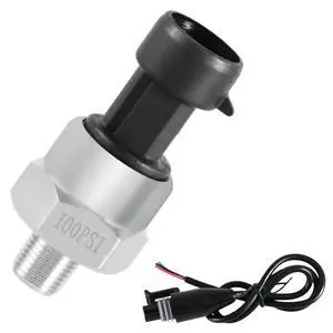 100 PSI Pressure Transducer Sensor with Connector Harness, 1/8"NPT Thread Stainless Steel Pressure Transmitter for Oil Fuel Water Air 100 PSI Pressure Transducer Sensor with Connector Harness, 1/8"NPT Thread Stainless Steel Pressure Transmitter for Oil Fuel Water Air