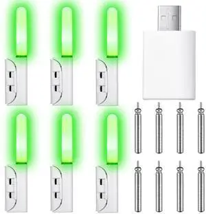6 Pcs Fishing Glow Sticks LED Fishing Pole Light Night Fish Alert Glow Stick with 8 Pcs Rechargeable CR425 Battery and Battery Charger(Green Light,Classic Style) 6 Pcs Fishing Glow Sticks LED Fishing Pole Light Night Fish Alert Glow Stick with 8 Pcs Rechargeable CR425 Battery and Battery Charger(Green Light,Classic Style)