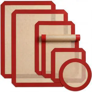 6 Pcs Silicone Baking Mat Non Slip Reusable BPA Free Silicone Rectangular Bakeware Sheet Liner for Cookies Pastry Bread Dough Prep Oven Counter (Red) 6 Pcs Silicone Baking Mat Non Slip Reusable BPA Free Silicone Rectangular Bakeware Sheet Liner for Cookies Pastry Bread Dough Prep Oven Counter (Red)
