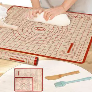 Silicone Baking Mat,28in×20in & 16in×12in Pastry Mat,Measuring Non-slip Dough mat Mats for Baking,Kneading Dough,Table Mats Red(2Pack) Silicone Baking Mat,28in×20in & 16in×12in Pastry Mat,Measuring Non-slip Dough mat Mats for Baking,Kneading Dough,Table Mats Red(2Pack)