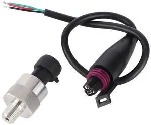 100PSI Pressure Transducer Sensor, 1/8-27NPT Thread Stainless Steel Pressure Sensor 0.5-4.5V, Fuel Oil Pressure Transducer Sensor with Connector Harness for Gas, Water, Air 100PSI Pressure Transducer Sensor, 1/8-27NPT Thread Stainless Steel Pressure Sensor 0.5-4.5V, Fuel Oil Pressure Transducer Sensor with Connector Harness for Gas, Water, Air