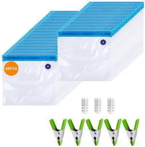 Reusable Sous Vide Bags 58Pcs BPA-Free, 1.4L Vacuum Sealer Bags for Cooking & Microwave, 50 Zipper Bags, 3 Seal Clips 5 Cooking Clips, Heat-Resistant & Leakproof (8.5x8.5in) Reusable Sous Vide Bags 58Pcs BPA-Free, 1.4L Vacuum Sealer Bags for Cooking & Microwave, 50 Zipper Bags, 3 Seal Clips 5 Cooking Clips, Heat-Resistant & Leakproof (8.5x8.5in)