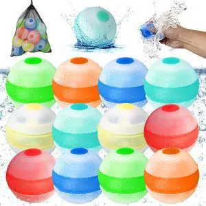 Reusable Water Balloons,Refillable Water Balloons Quick Fill,Soft Silicone Water Splash Balls for Toddler Age 4-12,Self Sealing Water Toys for Kids Summer Games,Outdoor Beach/Pool Party(12pack) Reusable Water Balloons,Refillable Water Balloons Quick Fill,Soft Silicone Water Splash Balls for Toddler Age 4-12,Self Sealing Water Toys for Kids Summer Games,Outdoor Beach/Pool Party(12pack)