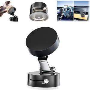 Foldable Magnetic Vacuum Phone Holder, 360° Electric Suction Car Mount, Double-Sided Swivel Stand for Car, Mirror, Gym, Kitchen, Hands-Free Portable Phone Holder (Black) Foldable Magnetic Vacuum Phone Holder, 360° Electric Suction Car Mount, Double-Sided Swivel Stand for Car, Mirror, Gym, Kitchen, Hands-Free Portable Phone Holder (Black)