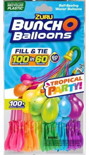 Bunch O Balloons Rapid Filling Water Balloons Plastic Rubber Assorted 100 pc Bunch O Balloons Rapid Filling Water Balloons Plastic Rubber Assorted 100 pc