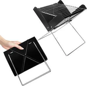 12' Portable Charcoal Barbecue Grill - Folding Detachable Collapsible Mini Tabletop Camping BBQ, Black 12' Portable Charcoal Barbecue Grill - Folding Detachable Collapsible Mini Tabletop Camping BBQ, Black