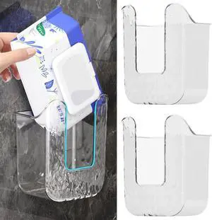 Bathroom Wipes Holder, 2PCS Wall-Mounted Wipe Storage Box, Acrylic Wipes Container with Adhesive Mount for Toilet and Bathroom Bathroom Wipes Holder, 2PCS Wall-Mounted Wipe Storage Box, Acrylic Wipes Container with Adhesive Mount for Toilet and Bathroom