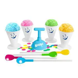 Kool-Aid Deluxe Snow Cone Party Kit - 4 Reusable Snow Cone Cups, 4 Spoon Straws, Snow Cone Shaper, Colorful Confetti - Birthday Party or Summer Cookout Serving Kool-Aid Deluxe Snow Cone Party Kit - 4 Reusable Snow Cone Cups, 4 Spoon Straws, Snow Cone Shaper, Colorful Confetti - Birthday Party or Summer Cookout Serving