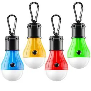 Portable LED Tent Lamp, Clip Hook Hurricane Emergency Light Bulb, Camping Equipment Lanterns for Hiking, Backpacking Outage, B-CLOSED-HOOK, 4 Packs Portable LED Tent Lamp, Clip Hook Hurricane Emergency Light Bulb, Camping Equipment Lanterns for Hiking, Backpacking Outage, B-CLOSED-HOOK, 4 Packs