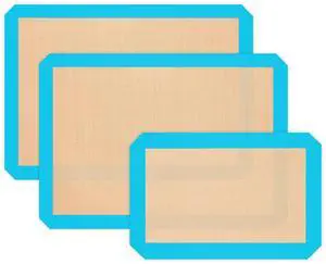 Silicone Baking Mats, Non-Stick Reusable Baking Sheet Liners, Parchment Paper Alternative for Cookies, Bread, Pastries & Dough, 2 Half & 1 Quarter Sheets Silicone Baking Mats, Non-Stick Reusable Baking Sheet Liners, Parchment Paper Alternative for Cookies, Bread, Pastries & Dough, 2 Half & 1 Quarter Sheets
