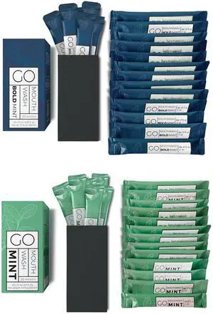 Bold Mint GO Travel Size Mouthwash Packets Individual Mini Mouthwash for Fresh Breath - Smart Single Packet Design to Reduce Travel Bottle Waste. Bold Mint GO Travel Size Mouthwash Packets Individual Mini Mouthwash for Fresh Breath - Smart Single Packet Design to Reduce Travel Bottle Waste.
