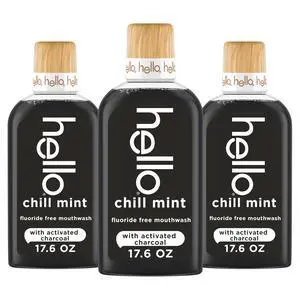 Chill Mint Alcohol Free Mouthwash with Activated Charcoal, 17.6 Fl Oz, Fluoride Free Mouthwash with Farm Grown Mint and Coconut Oil, Vegan, Minty Oral Rinse (Pack of 3) Chill Mint Alcohol Free Mouthwash with Activated Charcoal, 17.6 Fl Oz, Fluoride Free Mouthwash with Farm Grown Mint and Coconut Oil, Vegan, Minty Oral Rinse (Pack of 3)