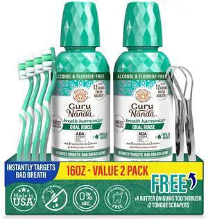 Fresh Breath Mouthwash 12-Hour Fresh Breath & Helps Fight Bad Breath ADA Accepted, Alcohol & Fluoride-Free Oral Rinse, Wild Mint - 16 oz, Pack of 2 Fresh Breath Mouthwash 12-Hour Fresh Breath & Helps Fight Bad Breath ADA Accepted, Alcohol & Fluoride-Free Oral Rinse, Wild Mint - 16 oz, Pack of 2