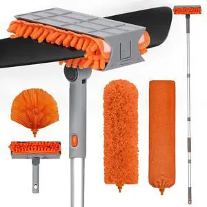 Ceiling Fan Cleaner Duster with 72 Extendable Long Handle Cleaning Duster Kit, Reusable Chenille & Microfiber Mop Head for High Ceiling Fan Blade Wall Blinds Cobweb Ceiling Fan Cleaner Duster with 72 Extendable Long Handle Cleaning Duster Kit, Reusable Chenille & Microfiber Mop Head for High Ceiling Fan Blade Wall Blinds Cobweb