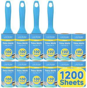 1200 Sheets Extra Sticky Lint Rollers for Pet Hair, Easy Spiral Tear Lint Roller for Clothes with Ergonomic Handle, Multipurpose Lint Remover for Furniture, Carpet, Car Seat 1200 Sheets Extra Sticky Lint Rollers for Pet Hair, Easy Spiral Tear Lint Roller for Clothes with Ergonomic Handle, Multipurpose Lint Remover for Furniture, Carpet, Car Seat