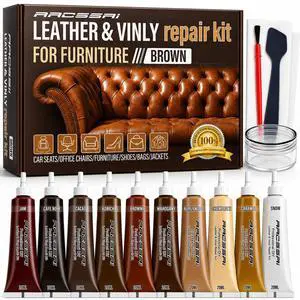 Brown Leather & Vinyl Repair Kit with 10-Color Matching, DIY Couch & Car Seat Repair, Restore Scratches Tears & Cracks on Genuine Faux Bonded Leather Sofa Furniture Brown Leather & Vinyl Repair Kit with 10-Color Matching, DIY Couch & Car Seat Repair, Restore Scratches Tears & Cracks on Genuine Faux Bonded Leather Sofa Furniture